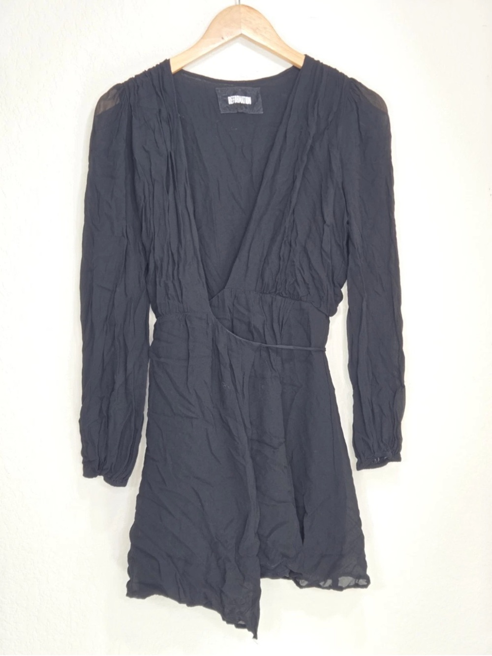 Reformation Laughlin Wrap Mini Dress Black Cocktail  Viscose Size S Womens